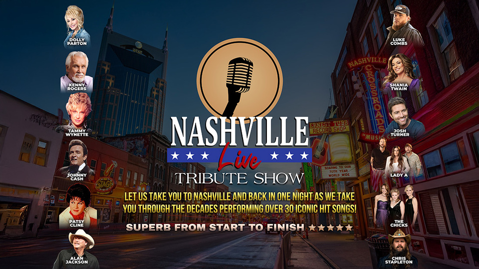 Promotional image for the show '
          Nashville Live
        ' in January 2027 at [Theatre Name].