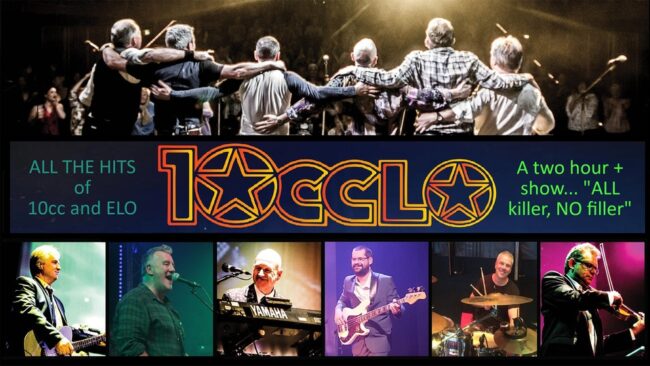 Promotional image for the show '10CCLO: The Greatest Hits of 10cc and ELO' in April 2027 at Blackburn Empire Theatre.