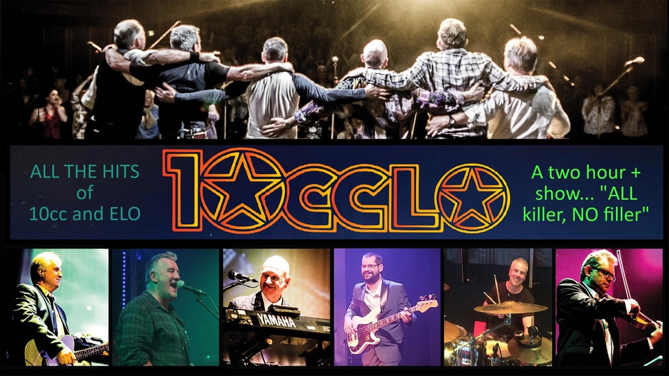 Promotional image for the show '10CCLO: The Greatest Hits of 10cc and ELO' in April 2027 at Blackburn Empire Theatre.
