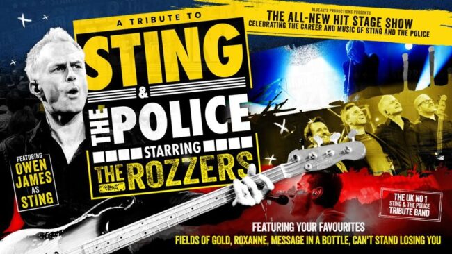 Promotional image for the show 'A Tribute to Sting & the Police - Starring the Rozzers' in September 2026 at Blackburn Empire Theatre.