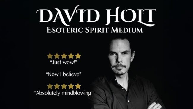 Promotional image for the show 'An evening with Esoteric Medium David Holt' in October 2026 at Blackburn Empire Theatre.