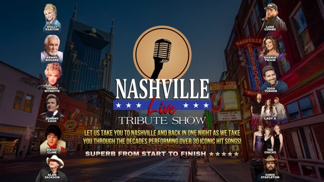 Promotional image for the show 'Nashville Live' in January 2027 at Blackburn Empire Theatre.