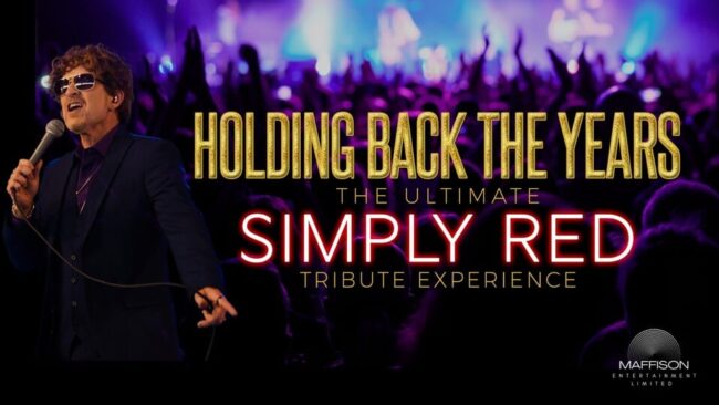 Promotional image for the show 'Simply Red Tribute: Holding Back The Years' in August 2026 at Blackburn Empire Theatre.