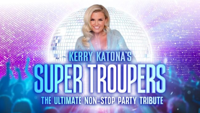 Promotional image for the show 'Super Troupers' in June 2026 at Blackburn Empire Theatre.