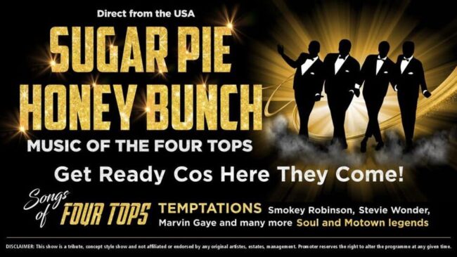 Promotional image for the show 'Sugar Pie Honey Bunch' in September 2027 at Blackburn Empire Theatre.