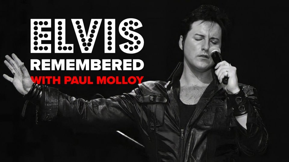 Promotional image for the show 'Elvis Remembered with Paul Molloy' in August 2027 at Blackburn Empire Theatre.