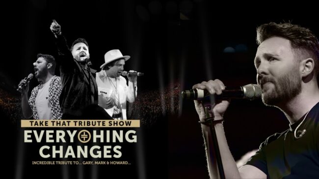 Promotional image for the show 'Everything Changes – Take That' in April 2027 at Blackburn Empire Theatre.