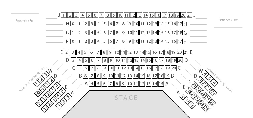 Blackburn Empire Theatre stalls seating plan with seat numbers